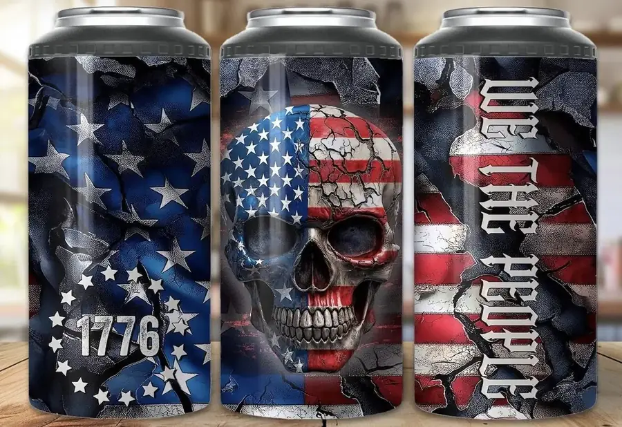 Flag Skull Koozie